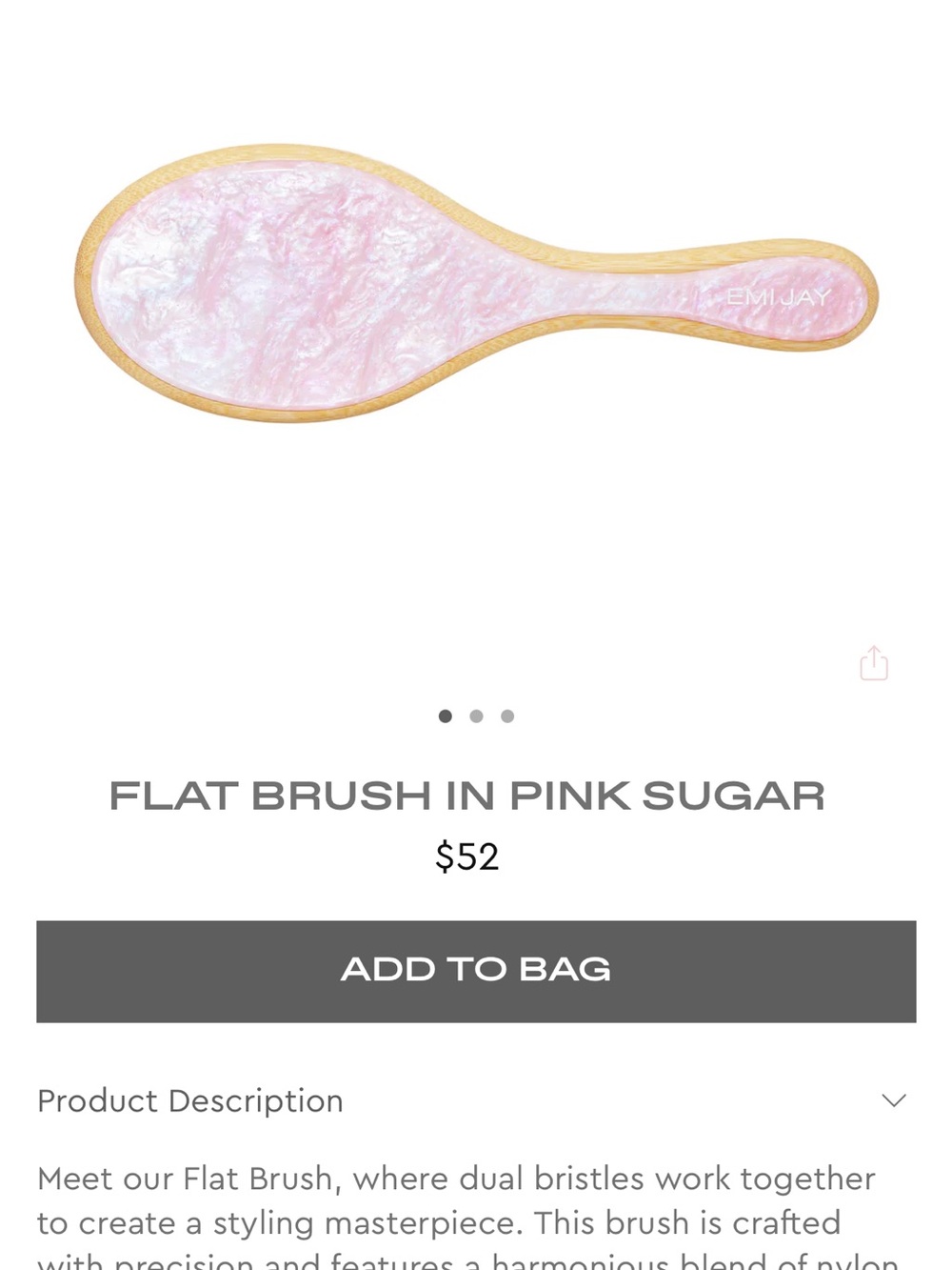 Emi Jay Flat Hair Brush in Pink Sugar